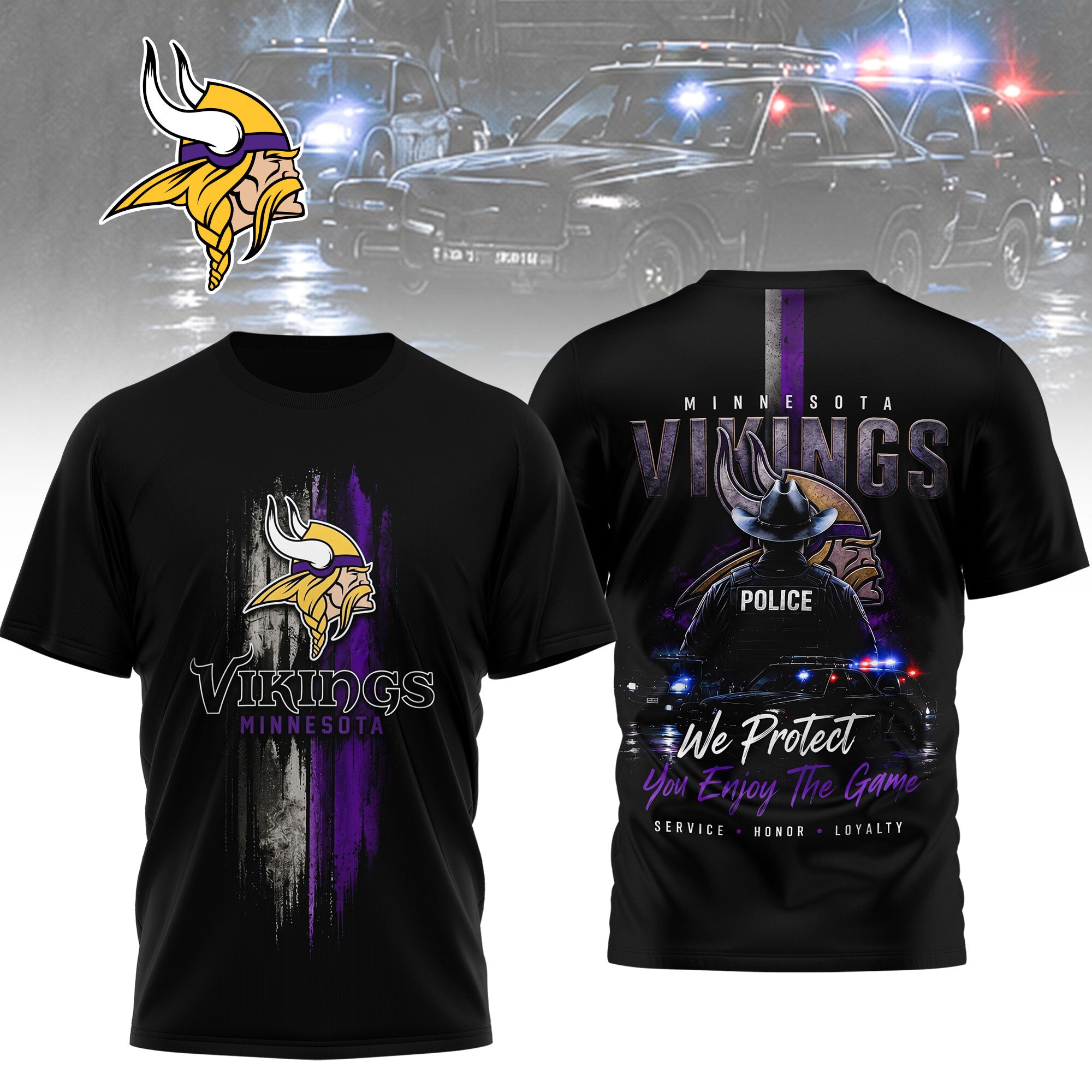 M.vikings | Premium  Police Tribute Team 3d Shirt Nf1