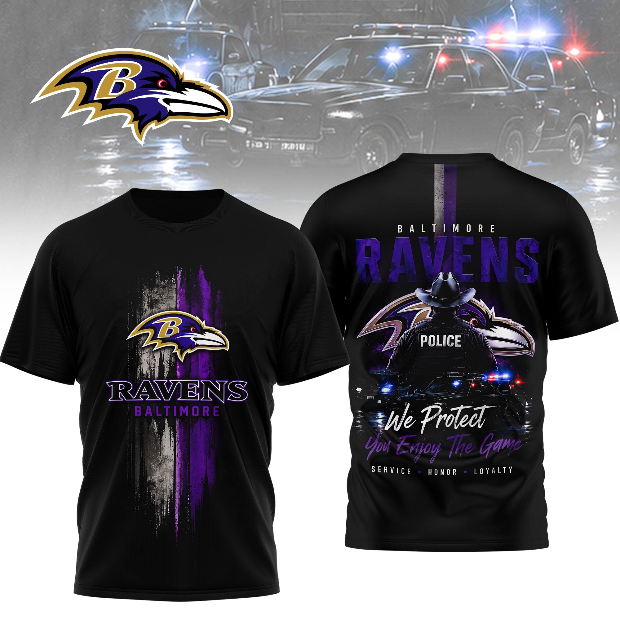 B.ravens | Premium  Police Tribute Team 3d Shirt Nf1