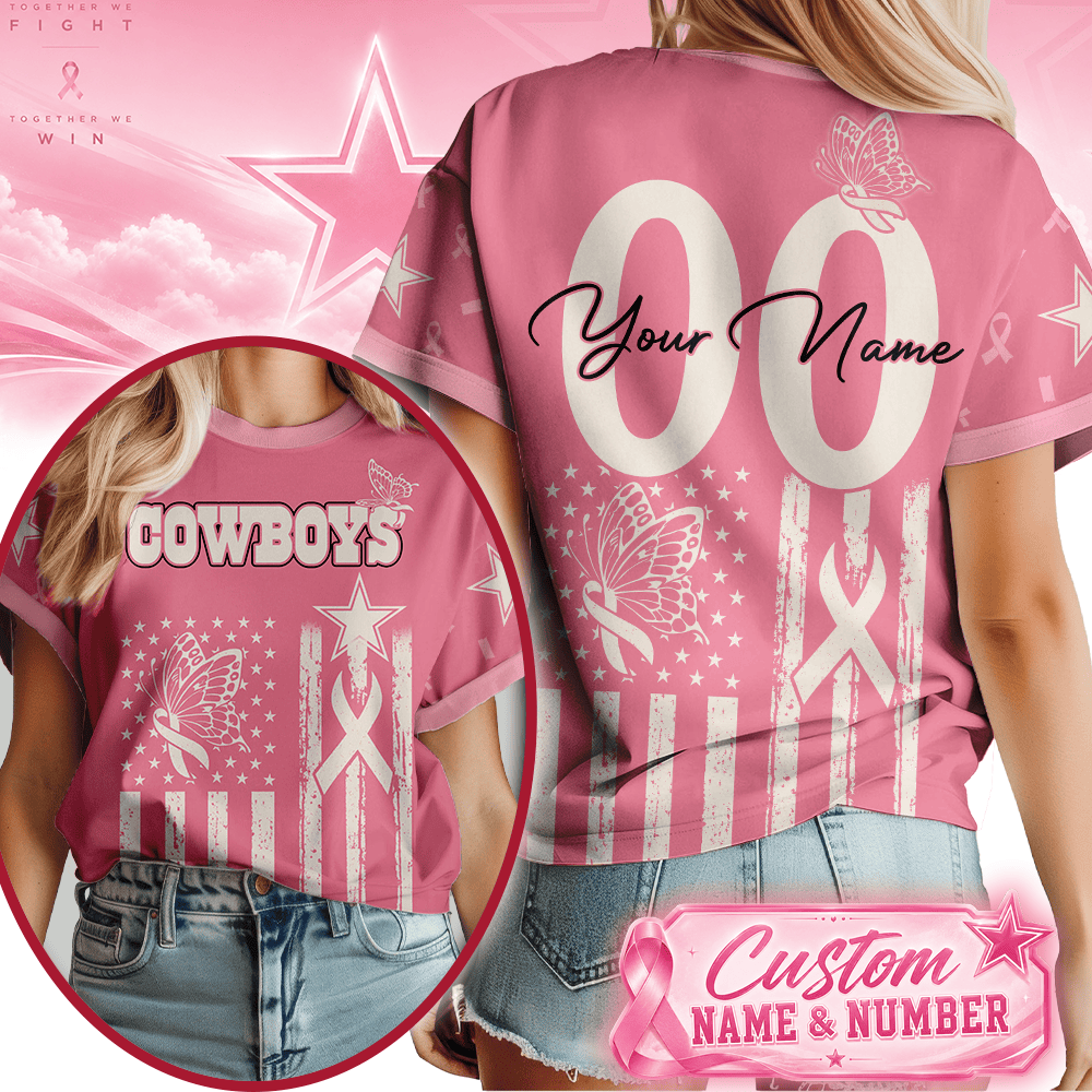 D.cowboys | Premium  Butterfly Ribbon Custom 3d Shirt Nf1