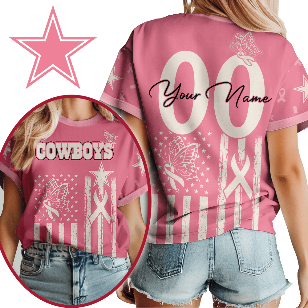 D.cowboys | Premium  Butterfly Ribbon Custom 3d Shirt Nf1