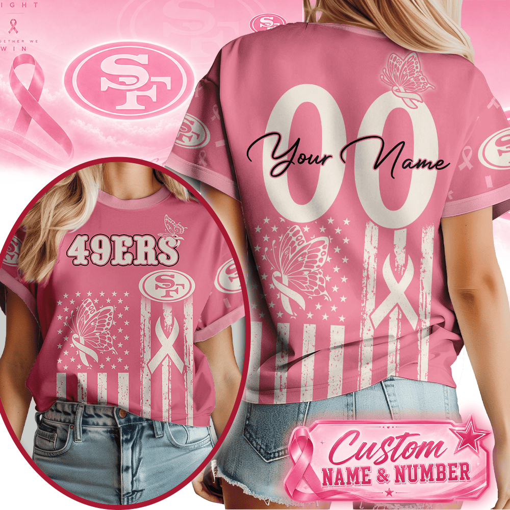 Sf.49ers | Premium  Butterfly Ribbon Custom 3d Shirt Nf1