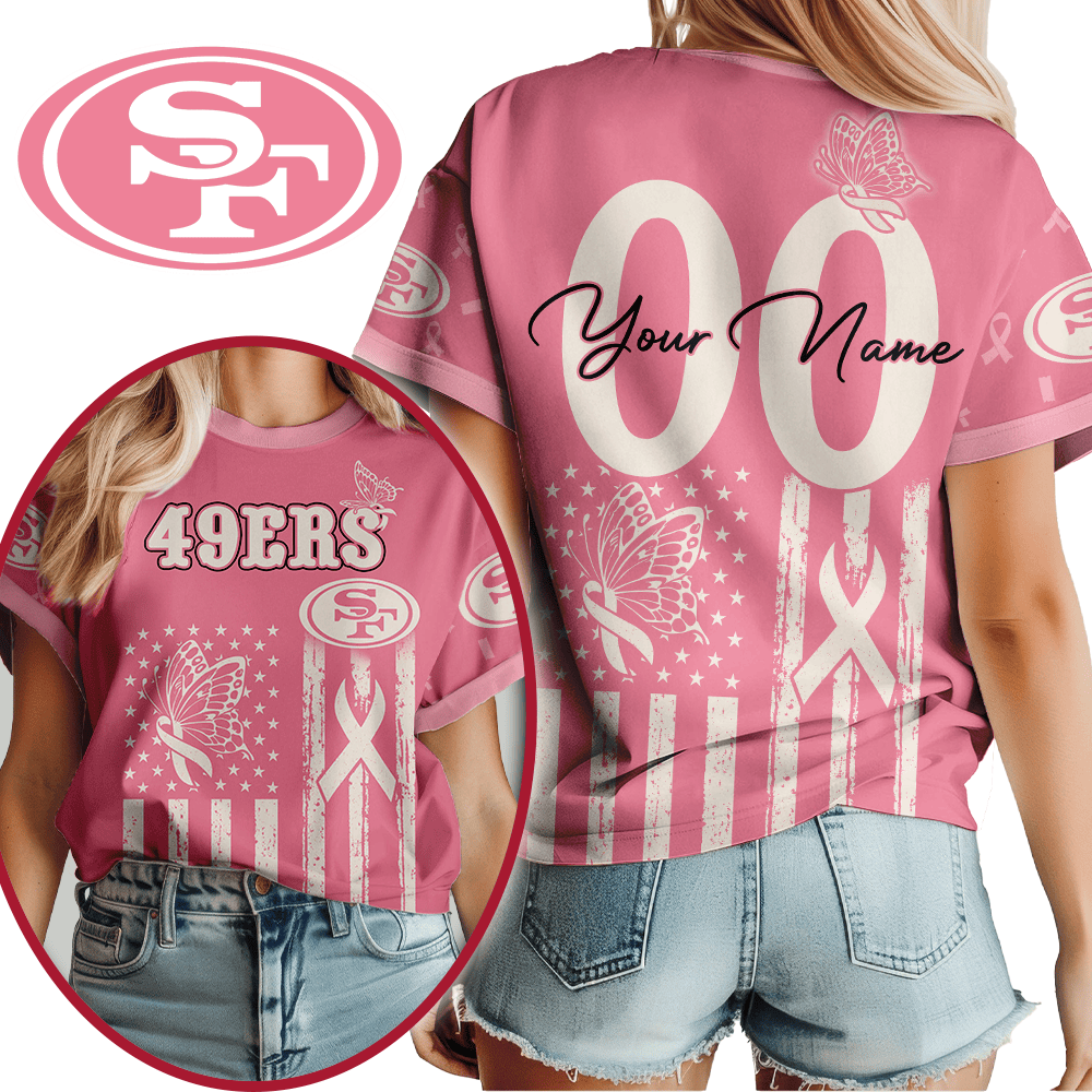Sf.49ers | Premium  Butterfly Ribbon Custom 3d Shirt Nf1