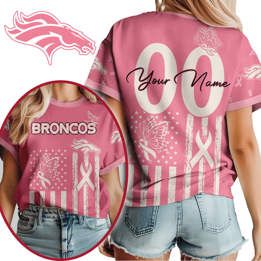 D.broncos | Premium  Butterfly Ribbon Custom 3d Shirt Nf1