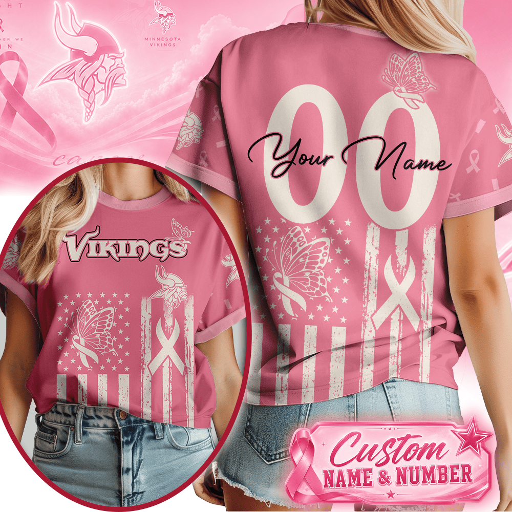 M.vikings | Premium  Butterfly Ribbon Custom 3d Shirt Nf1
