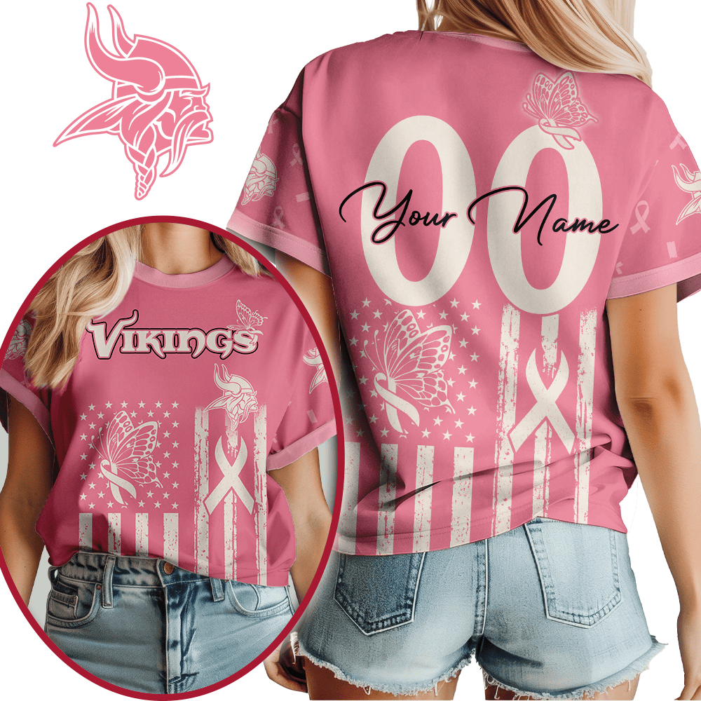M.vikings | Premium  Butterfly Ribbon Custom 3d Shirt Nf1