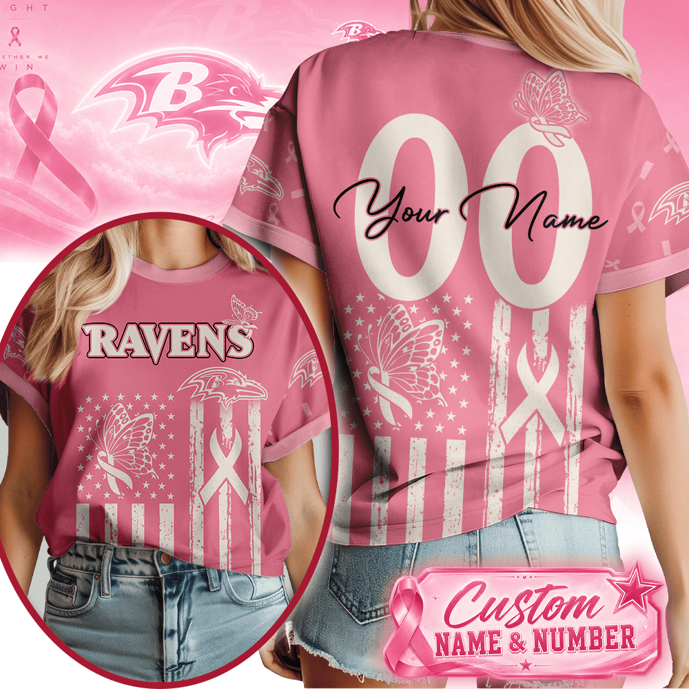 B.ravens | Premium  Butterfly Ribbon Custom 3d Shirt Nf1