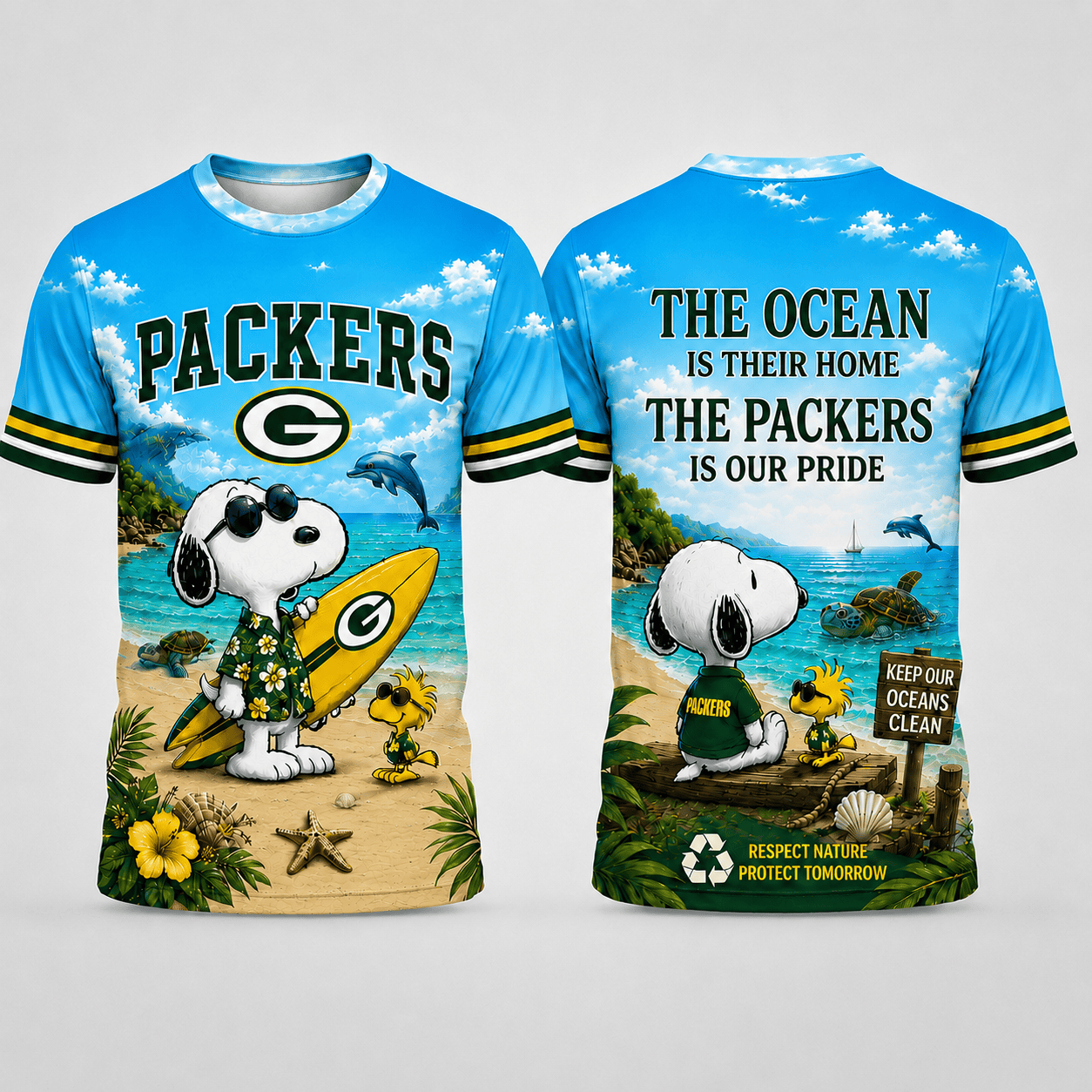 Gb.packers | Premium  Respect Nature Theme Summer Beach Shirt For Supporters Loving Sea Nf1