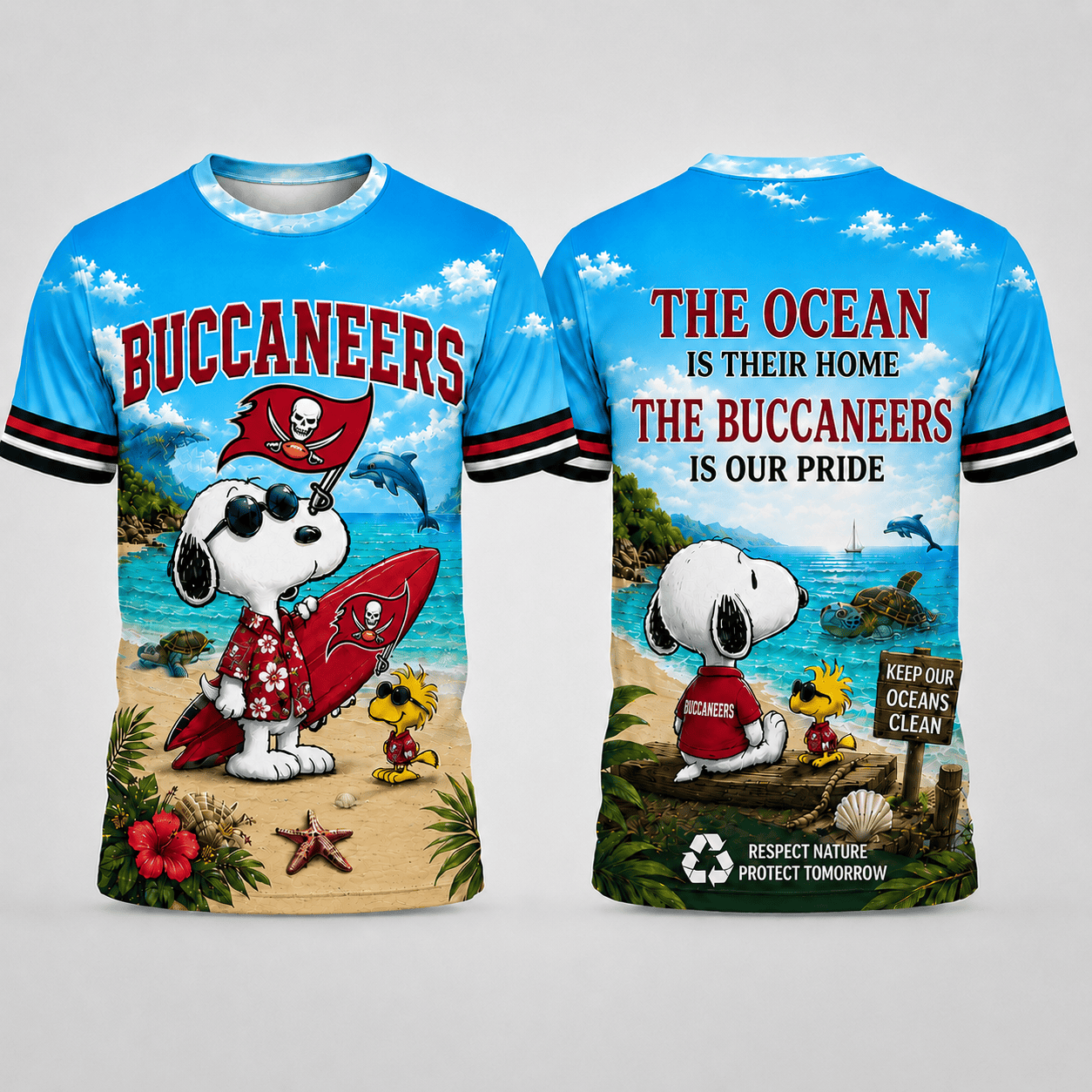 Tb.buccaneers | Premium  Respect Nature Theme Summer Beach Shirt For Supporters Loving Sea Nf1