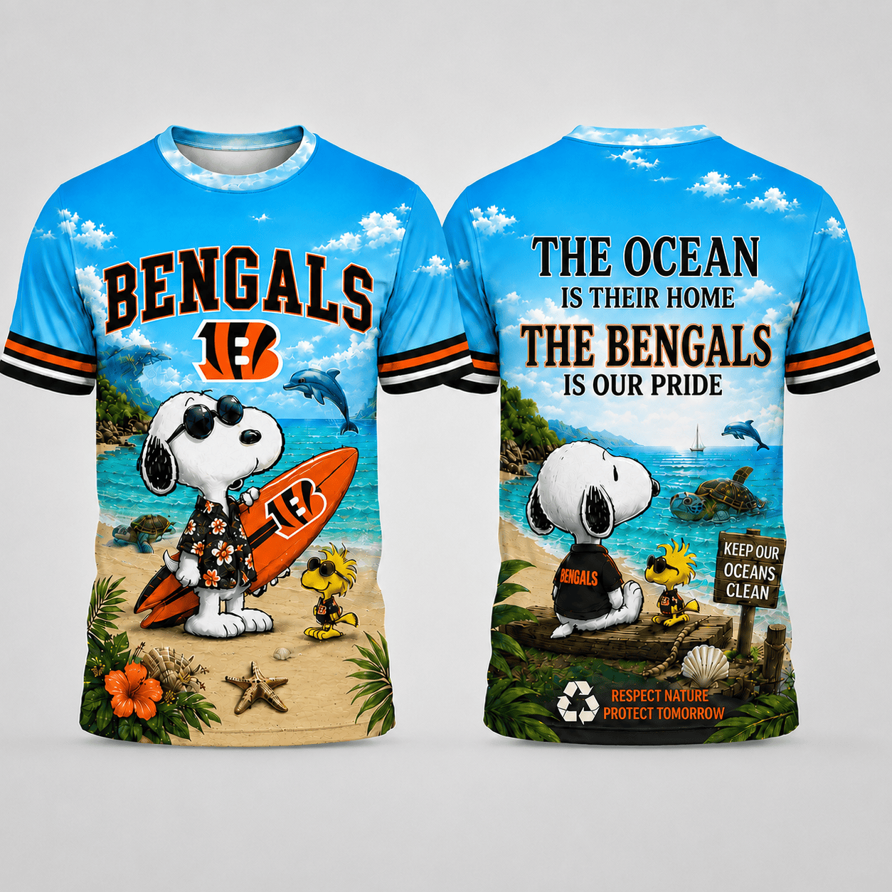 C.bengals | Premium  Respect Nature Theme Summer Beach Shirt For Supporters Loving Sea Nf1