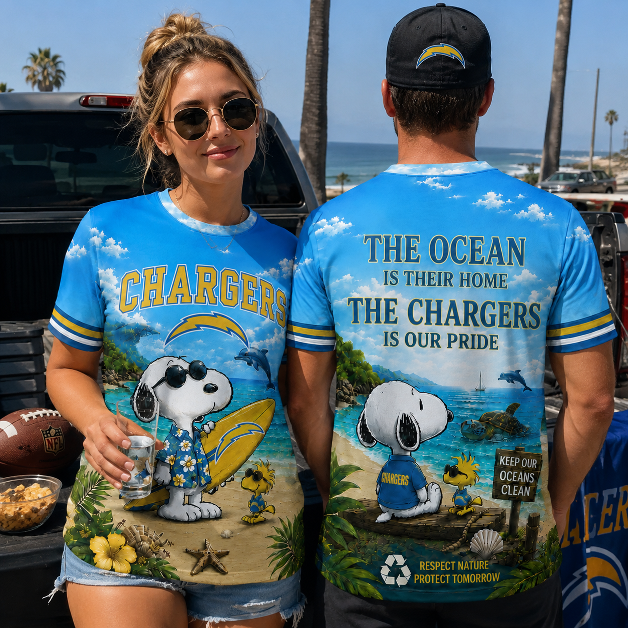 La.chargers | Premium  Respect Nature Theme Summer Beach Shirt For Supporters Loving Sea Nf1