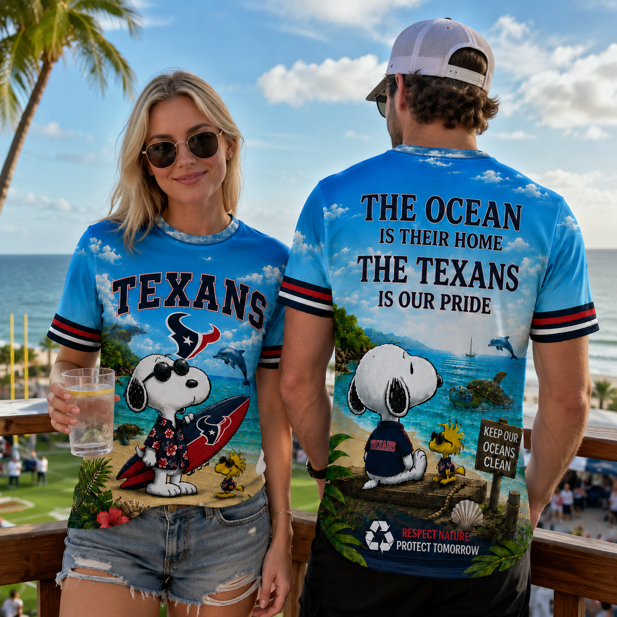 H.texans | Premium  Respect Nature Theme Summer Beach Shirt For Supporters Loving Sea Nf1