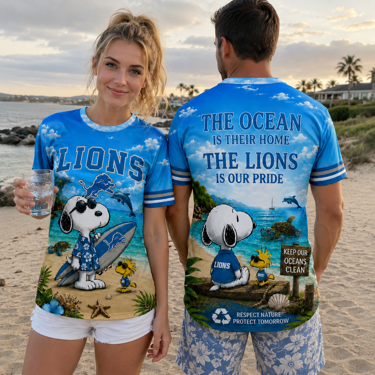 D.lions | Premium  Respect Nature Theme Summer Beach Shirt For Supporters Loving Sea Nf1