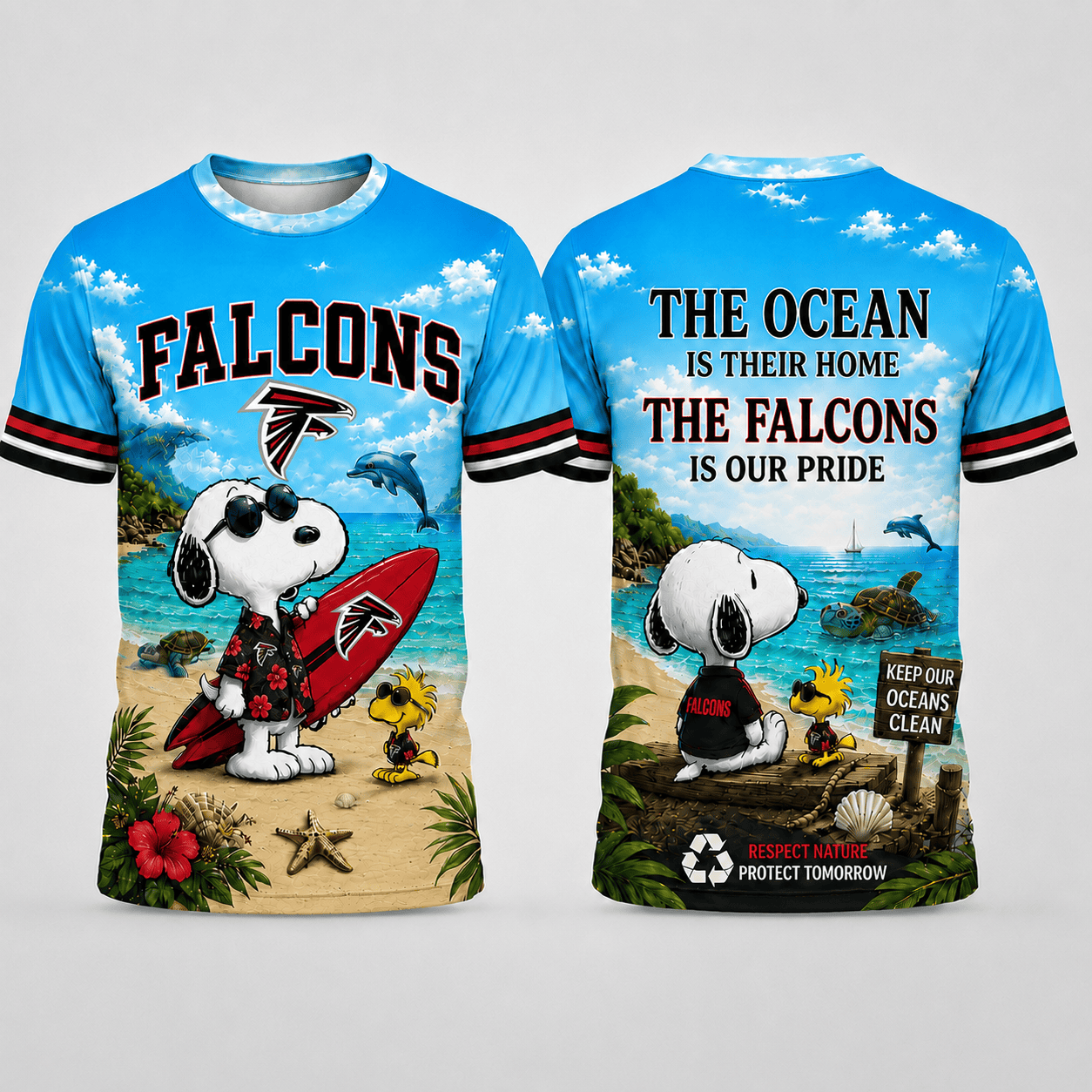 A.falcons | Premium  Respect Nature Theme Summer Beach Shirt For Supporters Loving Sea Nf1