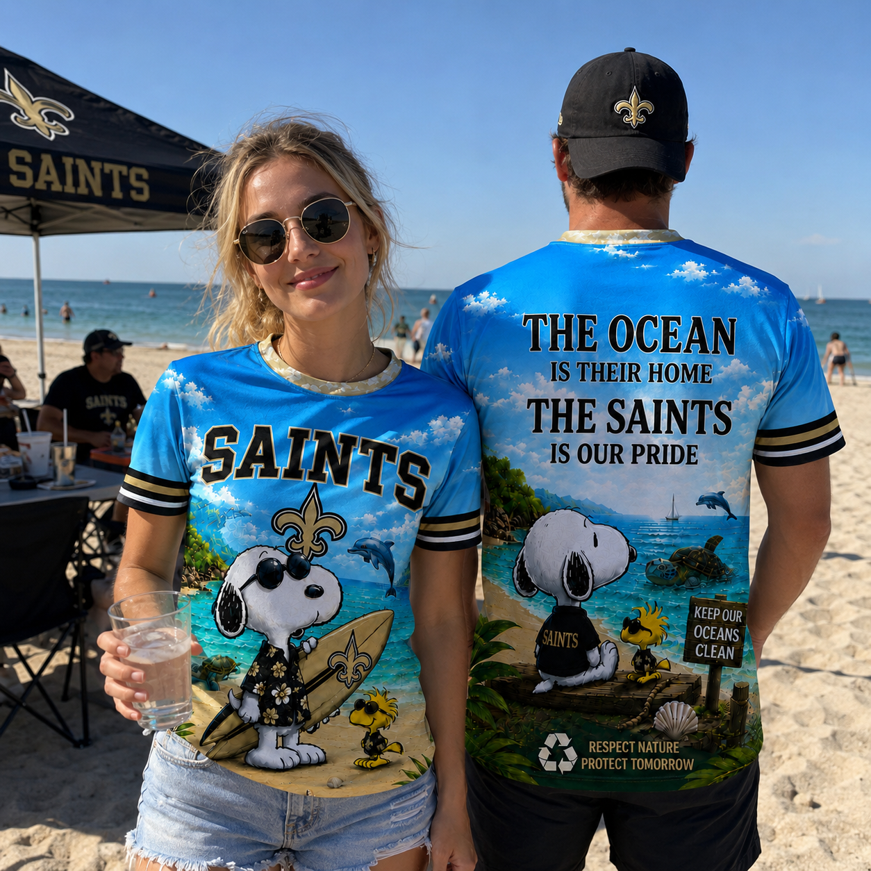 No.saints | Premium  Respect Nature Theme Summer Beach Shirt For Supporters Loving Sea Nf1