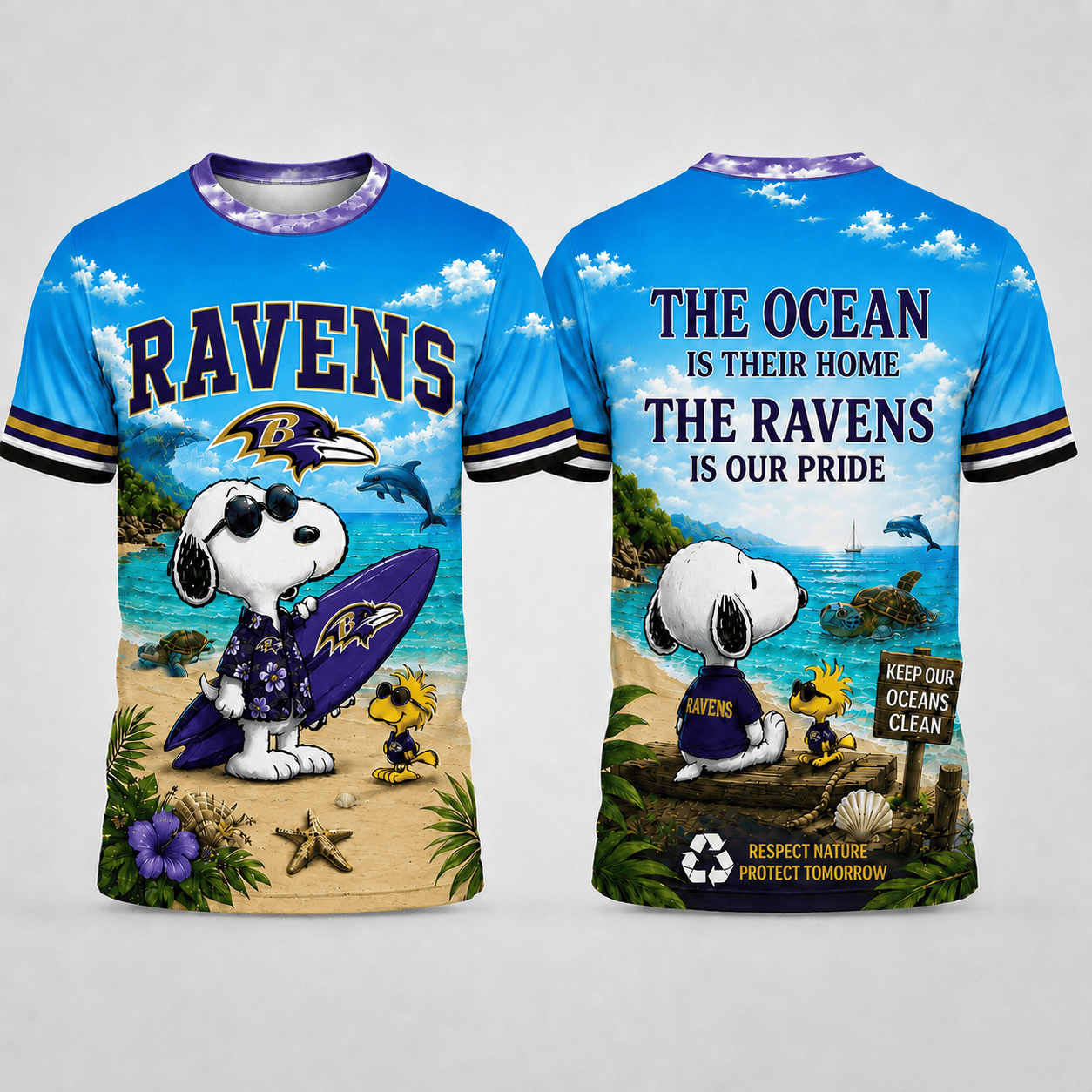 B.ravens | Premium  Respect Nature Theme Summer Beach Shirt For Supporters Loving Sea Nf1