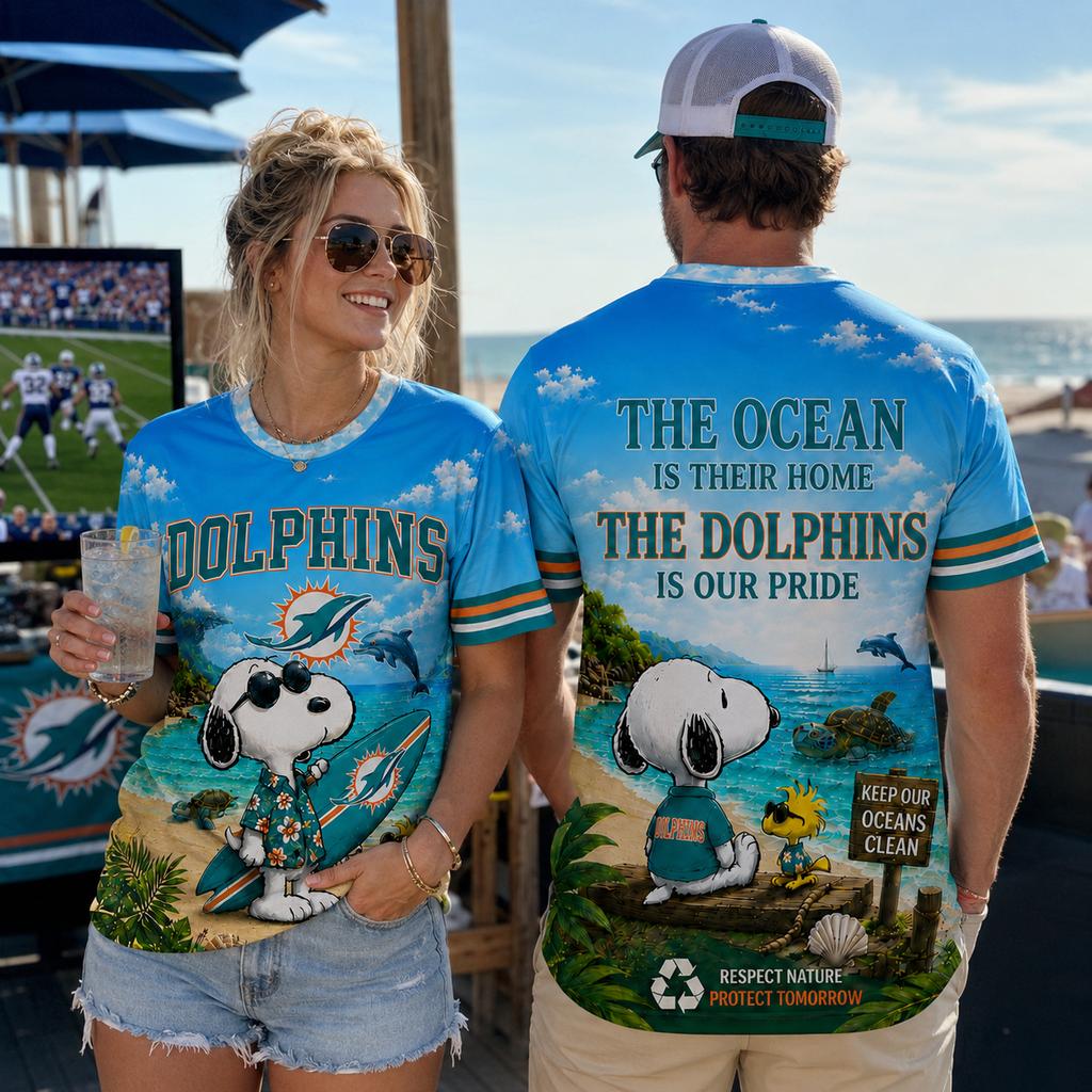 M.dolphins | Premium  Respect Nature Theme Summer Beach Shirt For Supporters Loving Sea Nf1