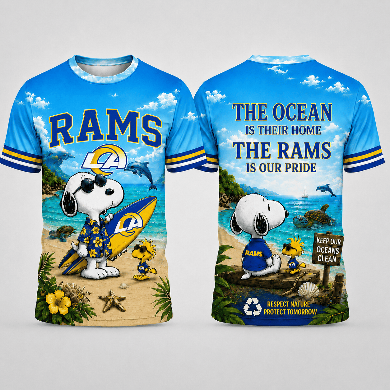 La.rams | Premium  Respect Nature Theme Summer Beach Shirt For Supporters Loving Sea Nf1