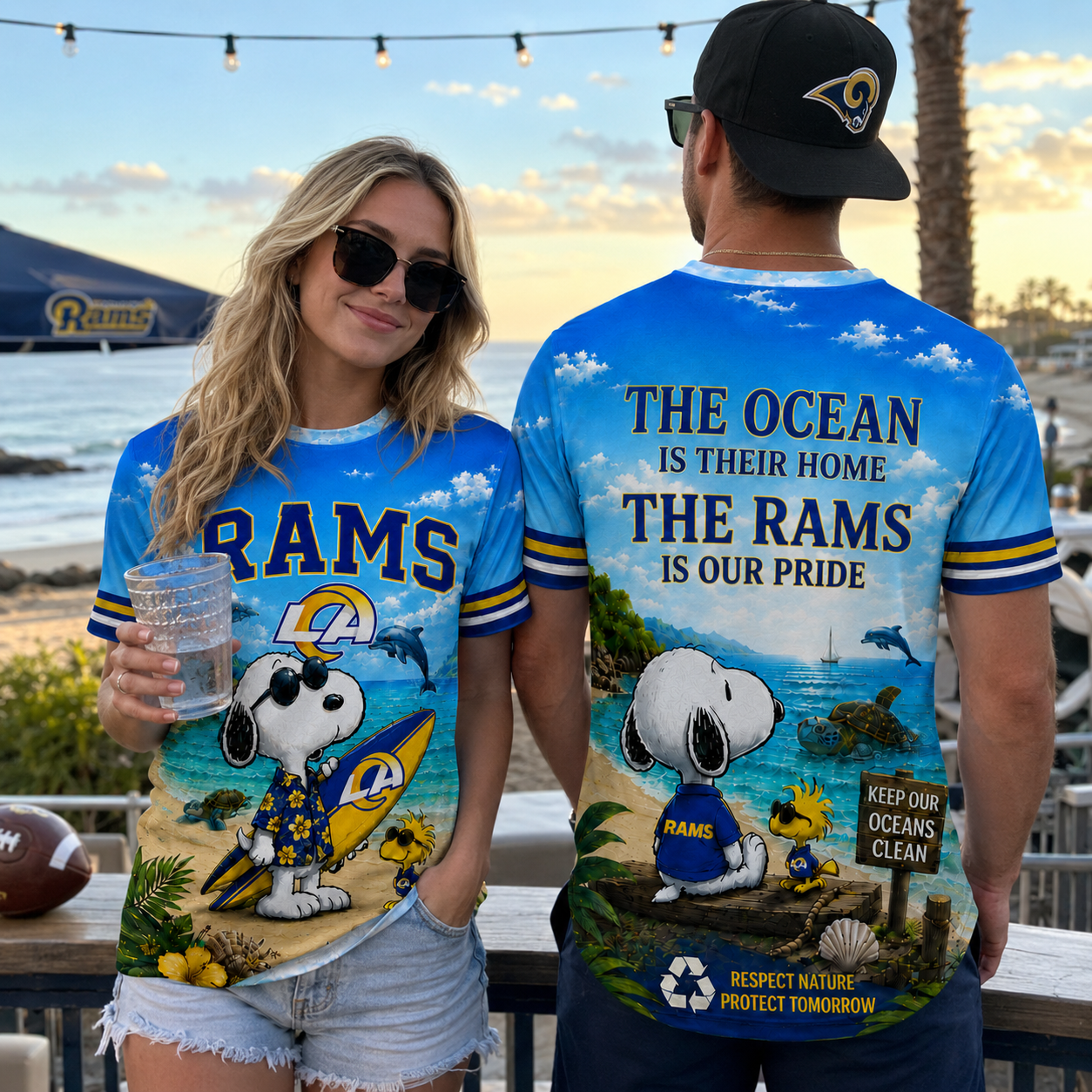 La.rams | Premium  Respect Nature Theme Summer Beach Shirt For Supporters Loving Sea Nf1
