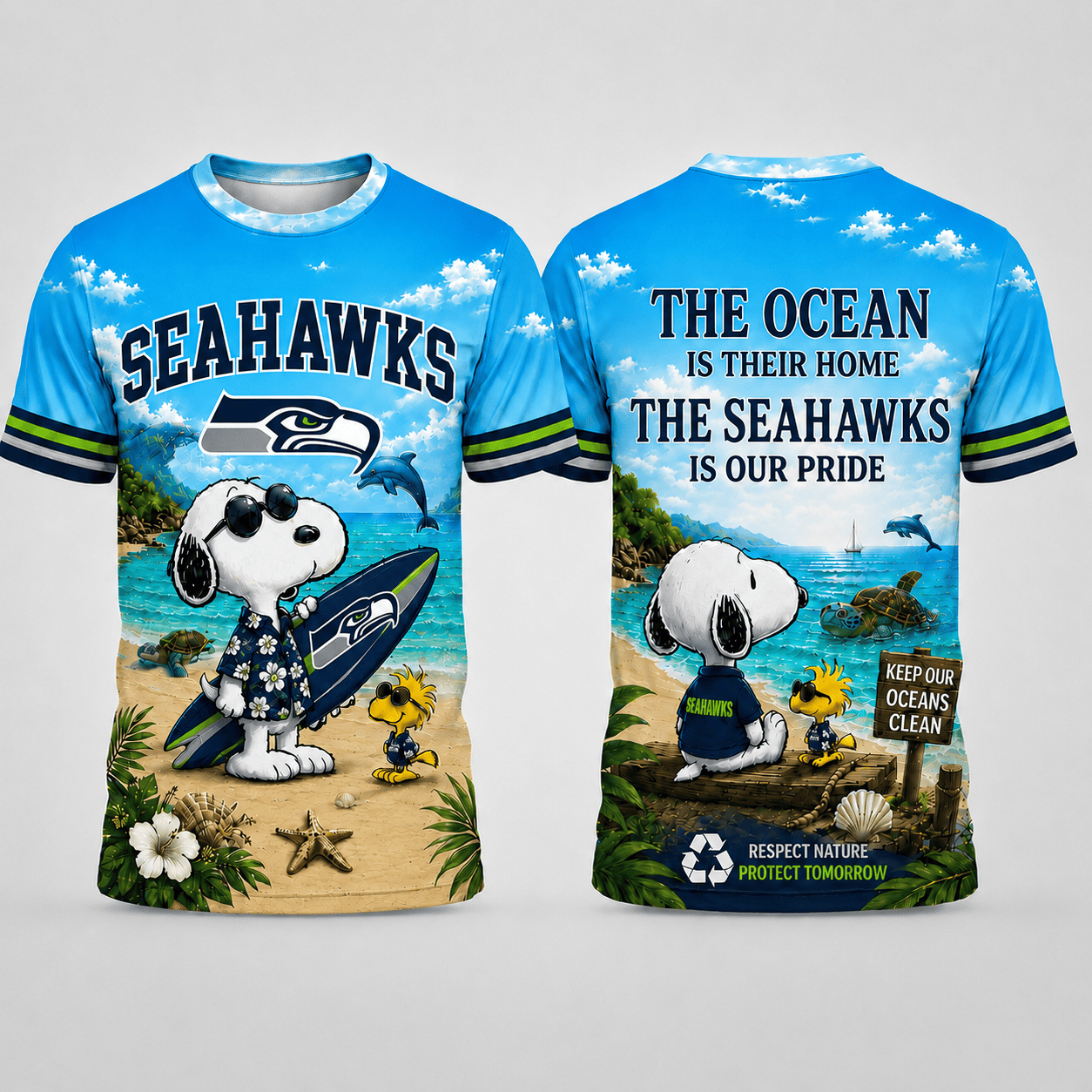 S.seahawks | Premium  Respect Nature Theme Summer Beach Shirt For Supporters Loving Sea Nf1