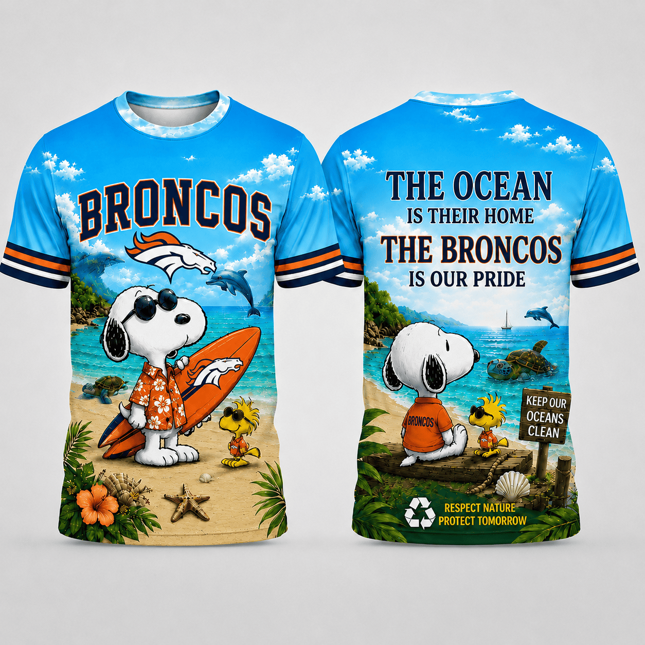 D.broncos | Premium  Respect Nature Theme Summer Beach Shirt For Supporters Loving Sea Nf1