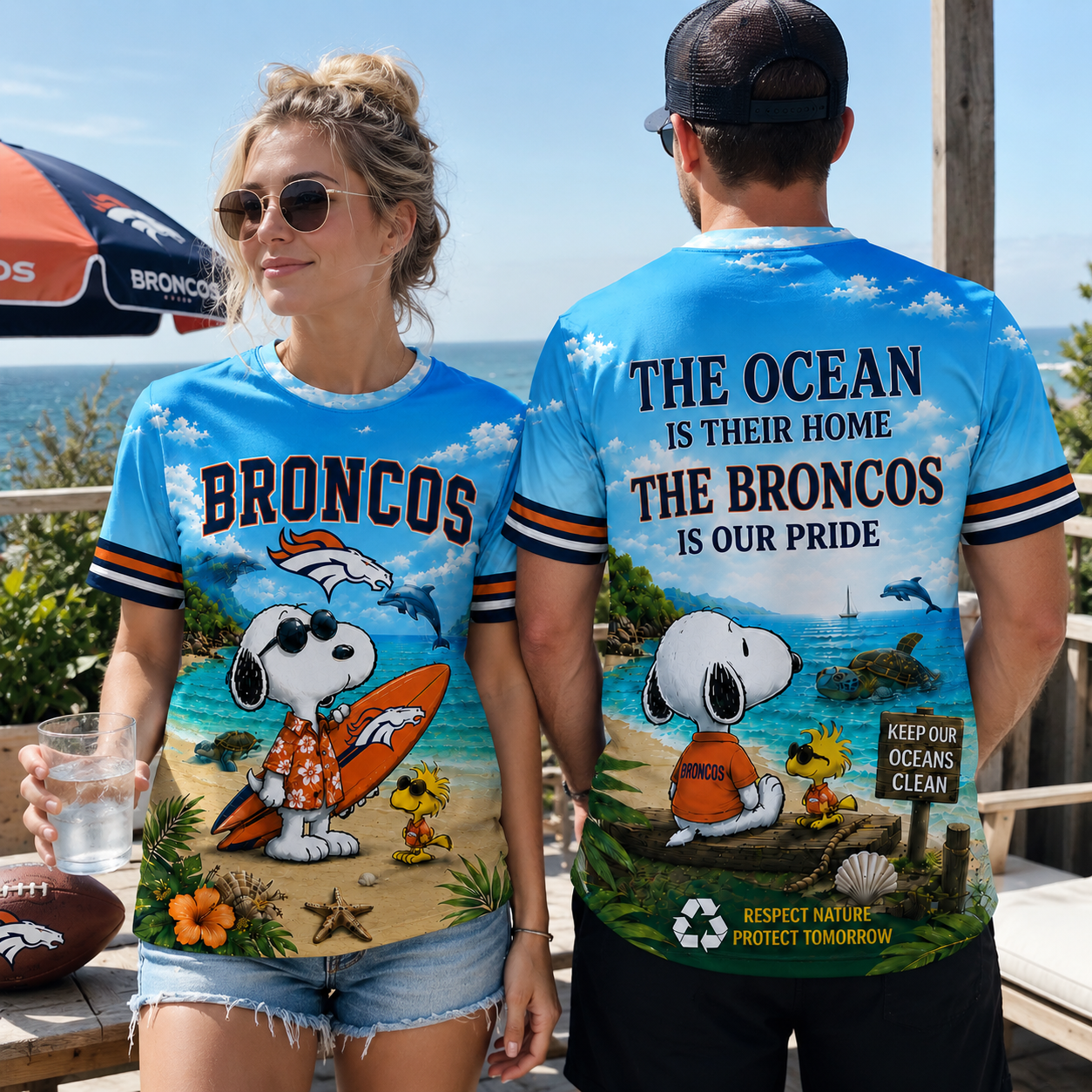 D.broncos | Premium  Respect Nature Theme Summer Beach Shirt For Supporters Loving Sea Nf1