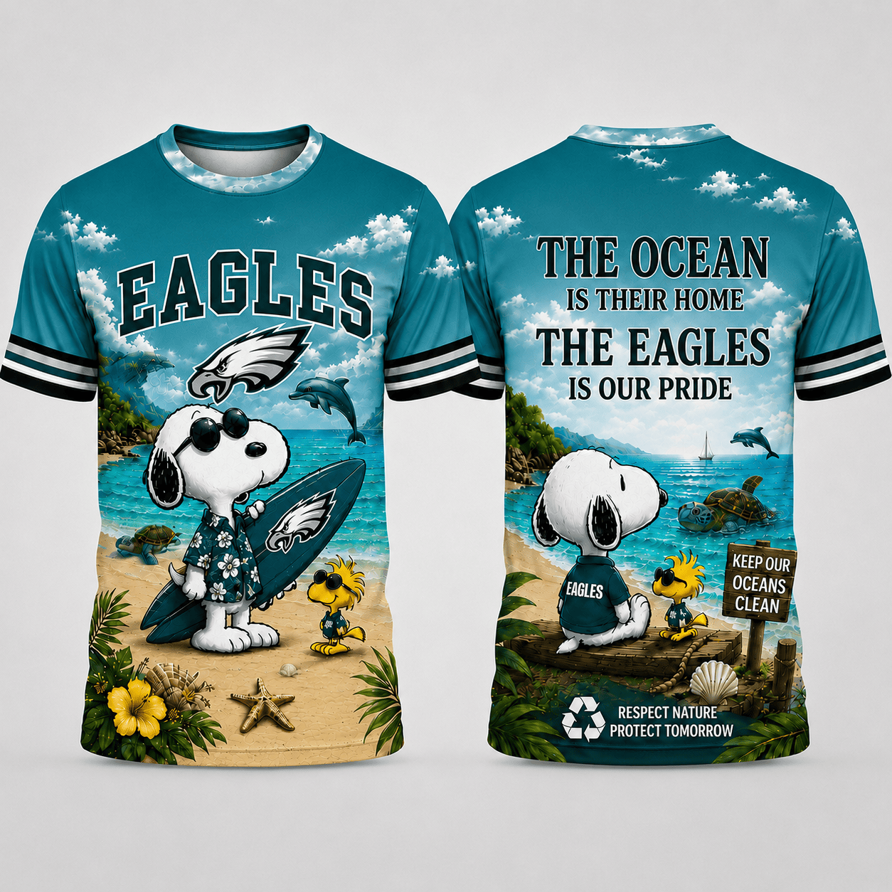 P.eagles | Premium  Respect Nature Theme Summer Beach Shirt For Supporters Loving Sea Nf1
