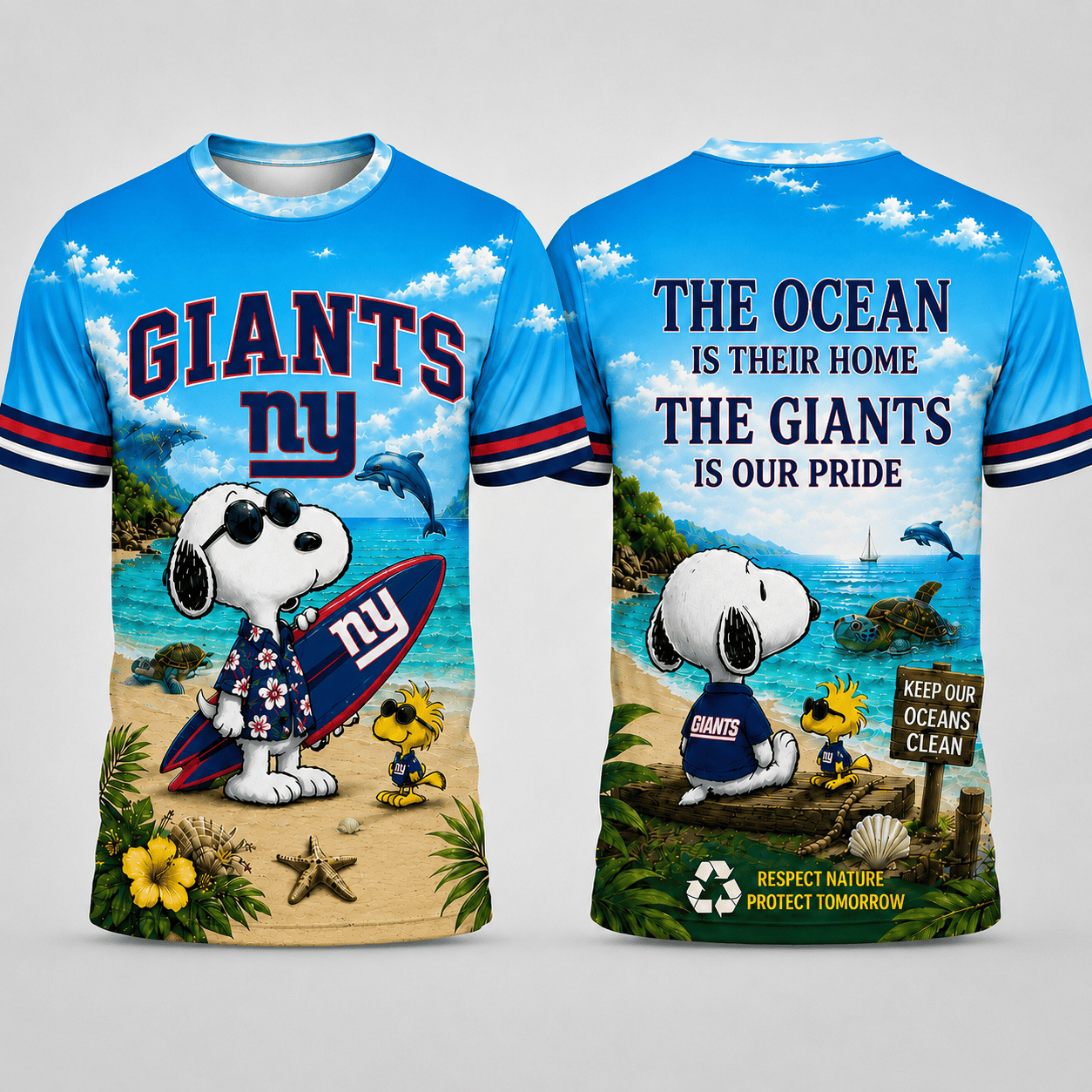 Ny.giants | Premium  Respect Nature Theme Summer Beach Shirt For Supporters Loving Sea Nf1