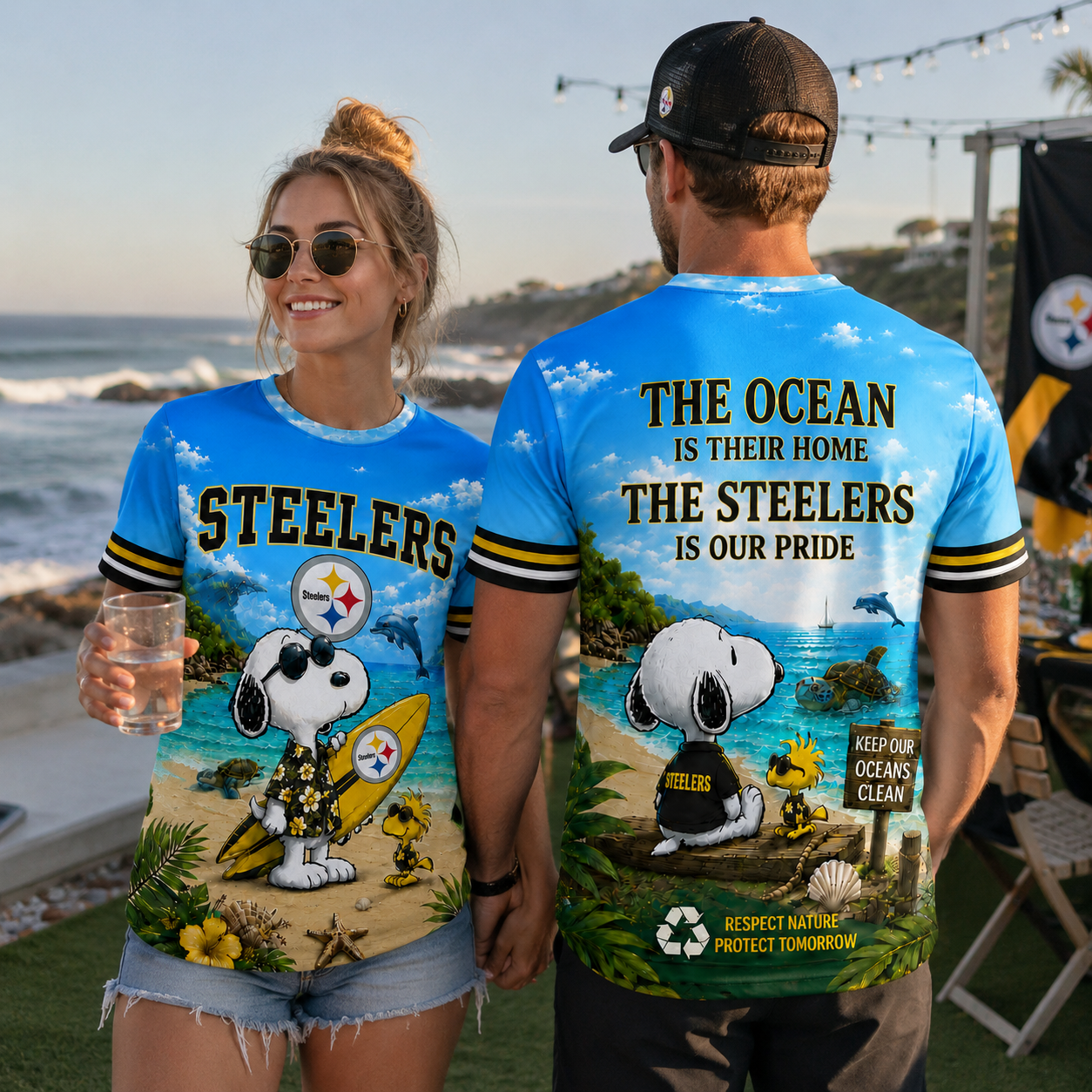 P.steelers | Premium  Respect Nature Theme Summer Beach Shirt For Supporters Loving Sea Nf1