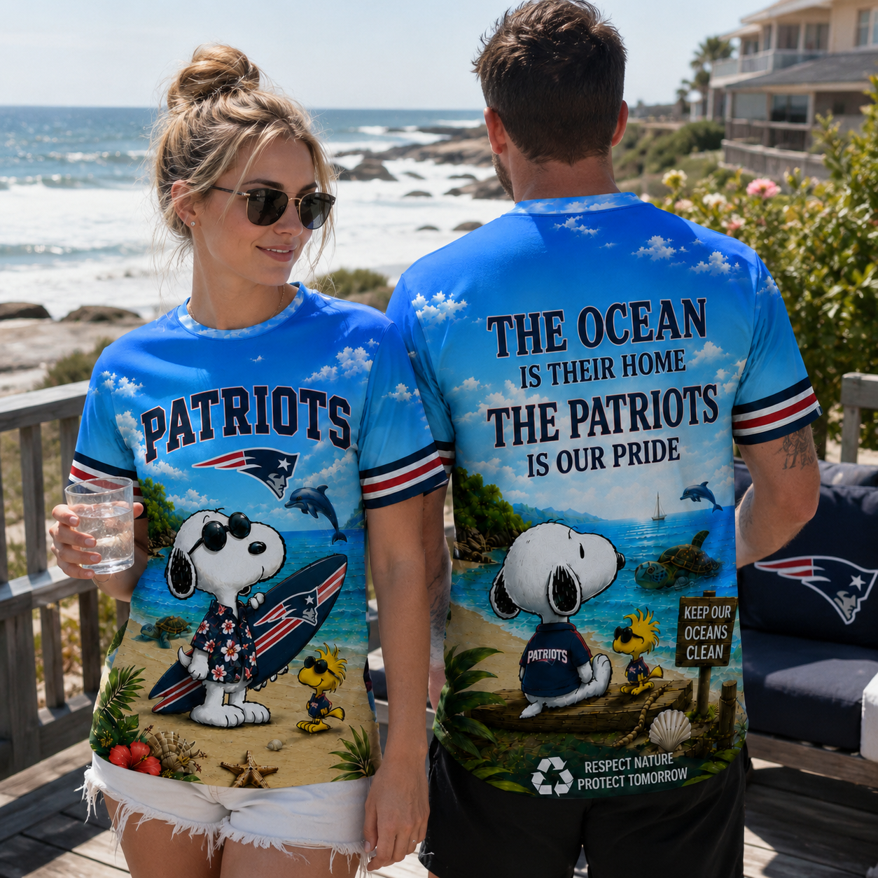 Ne.patriots | Premium  Respect Nature Theme Summer Beach Shirt For Supporters Loving Sea Nf1