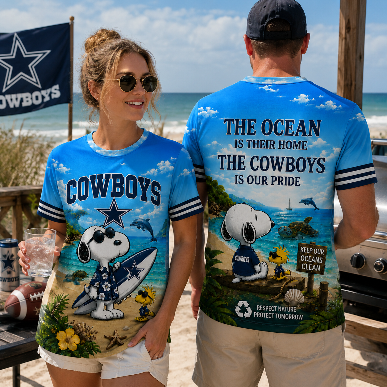 D.cowboys | Premium  Respect Nature Theme Summer Beach Shirt For Supporters Loving Sea Nf1