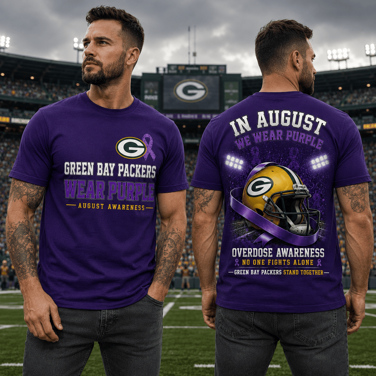Gb.packers | In August We Wear Purple Overdose Awareness T Shirt Nf1
