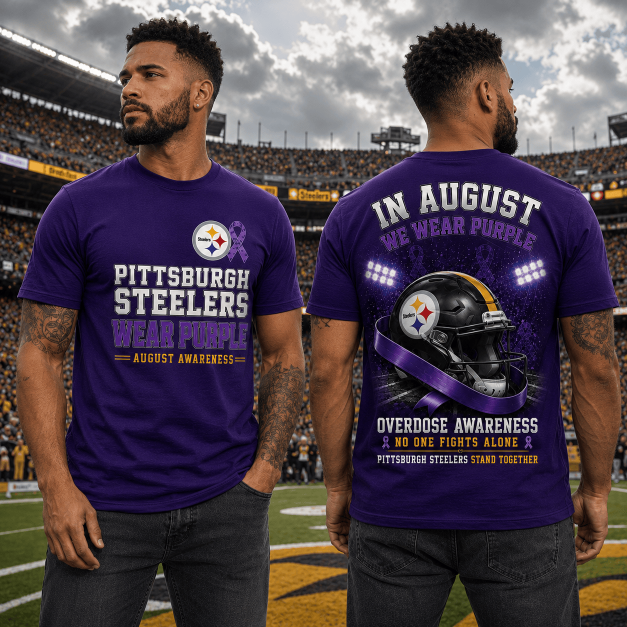 P.steelers | In August We Wear Purple Overdose Awareness T Shirt Nf1