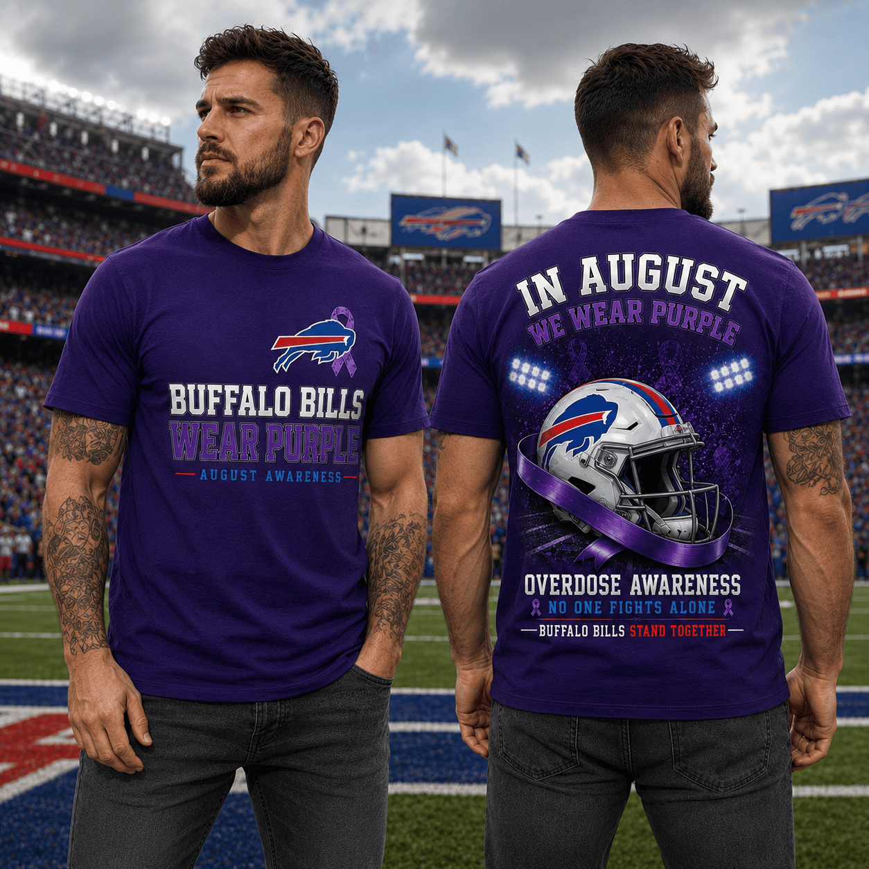 B.bills | In August We Wear Purple Overdose Awareness T Shirt Nf1