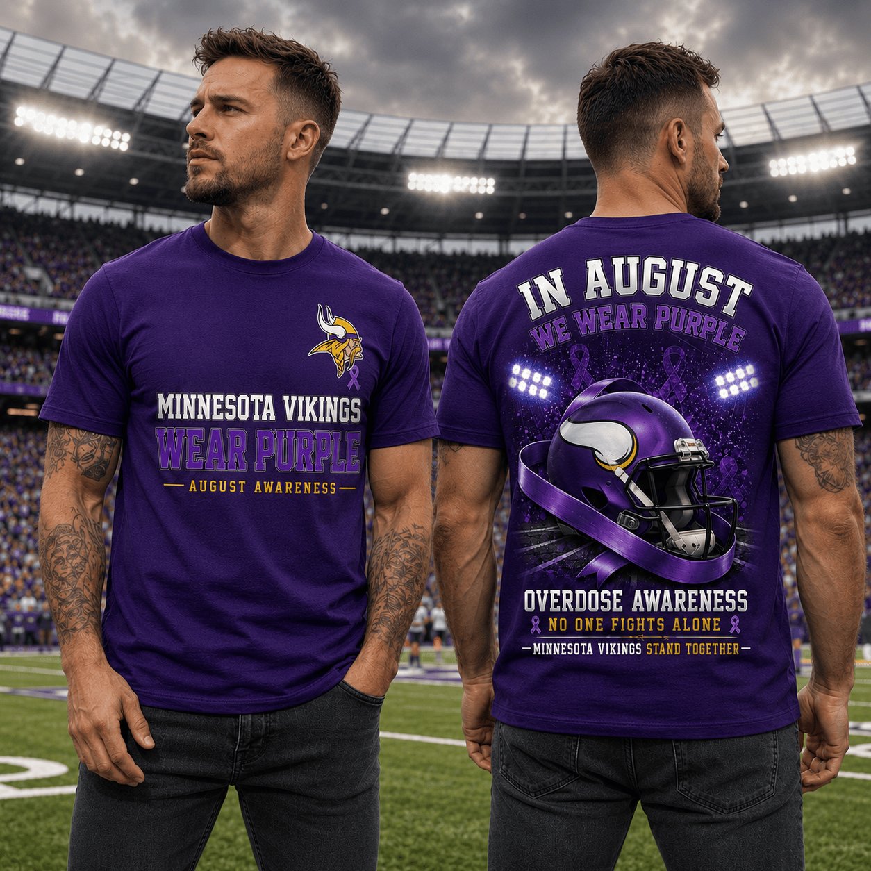 M.vikings | In August We Wear Purple Overdose Awareness T Shirt Nf1