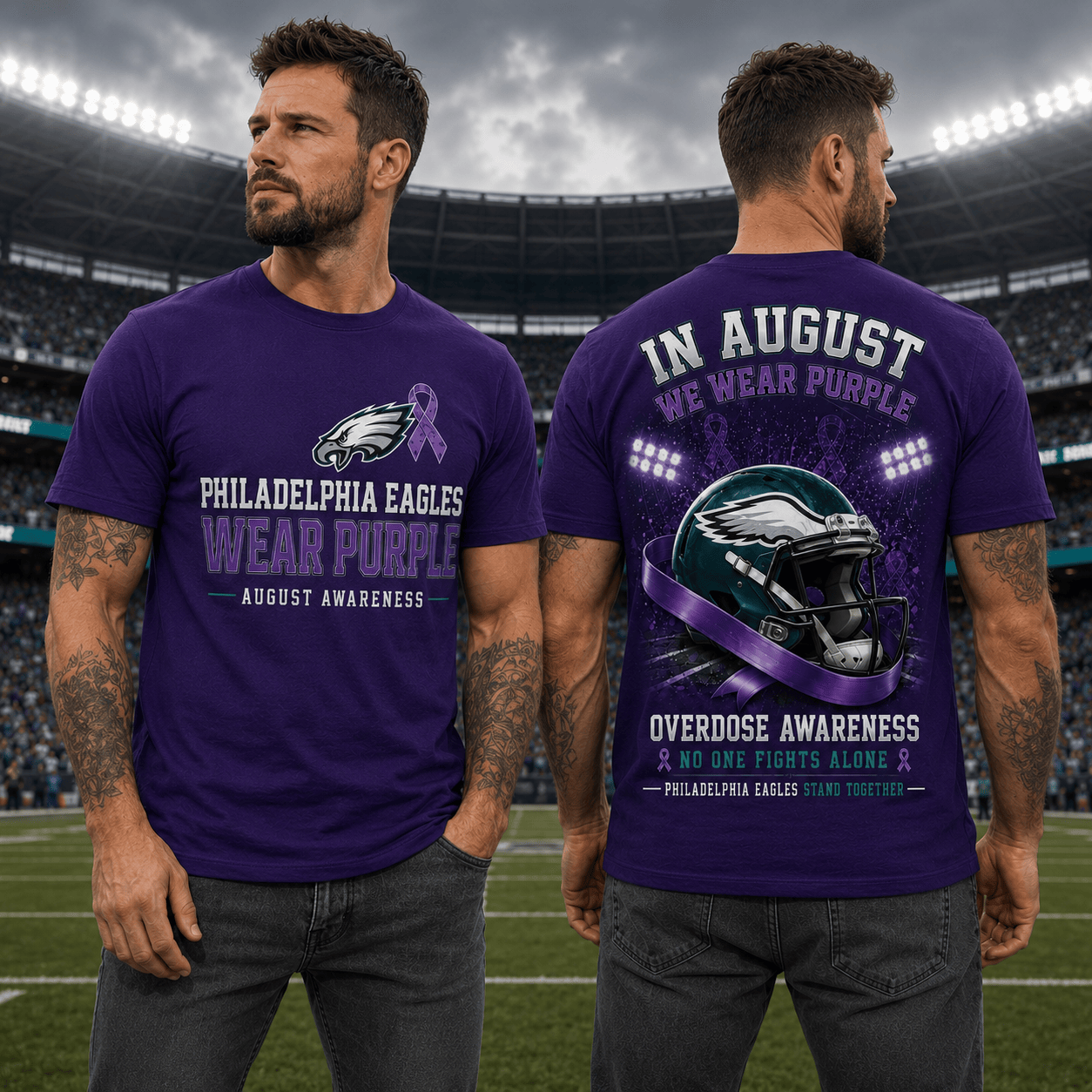 P.eagles | In August We Wear Purple Overdose Awareness T Shirt Nf1