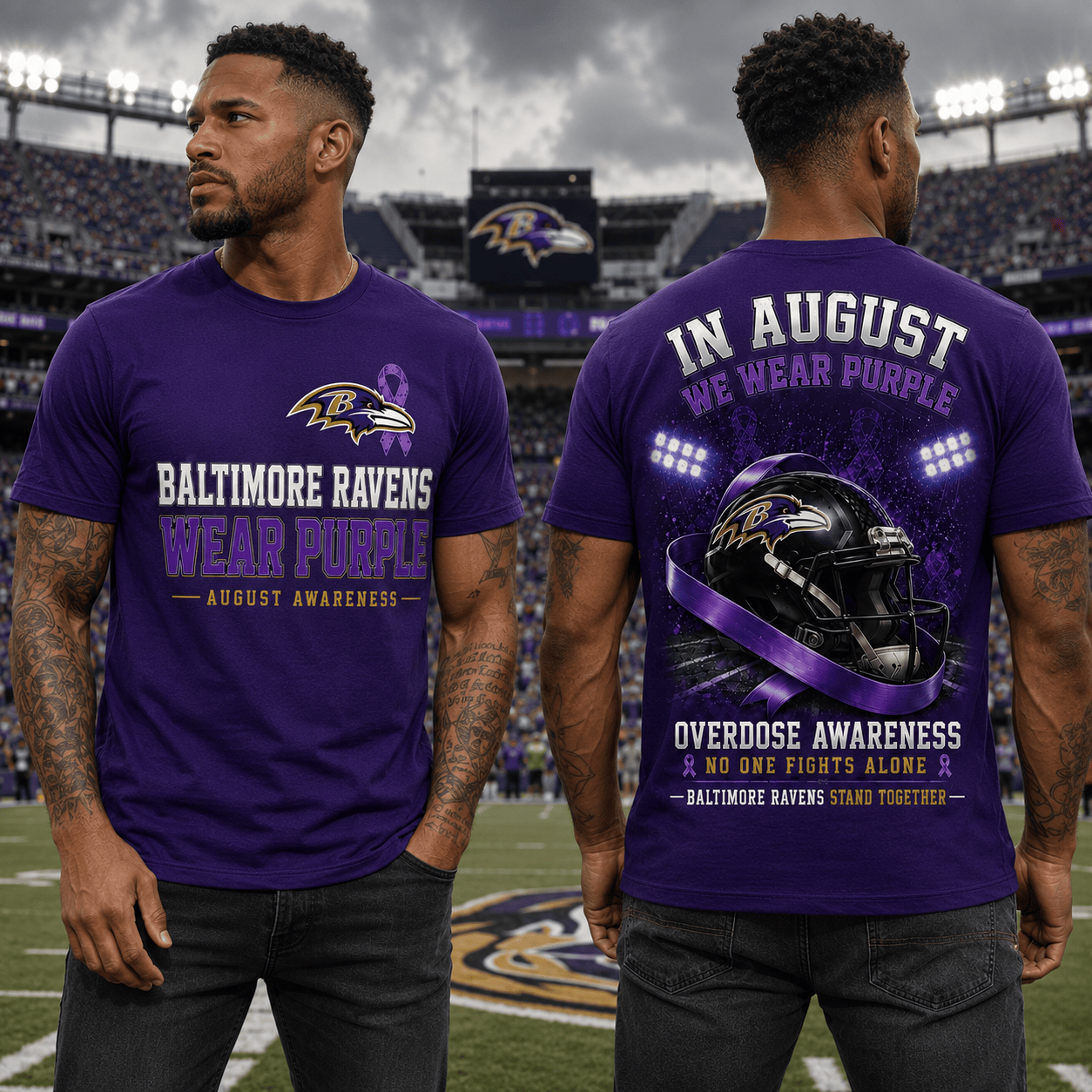 B.ravens | In August We Wear Purple Overdose Awareness T Shirt Nf1