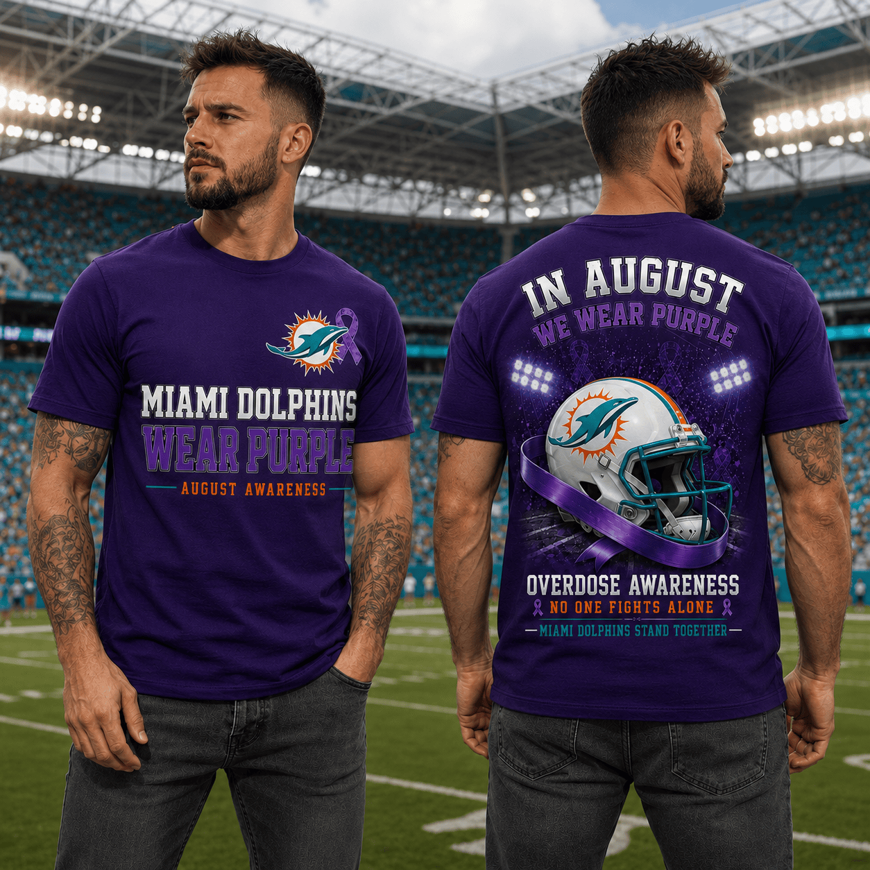 M.dolphins | In August We Wear Purple Overdose Awareness T Shirt Nf1