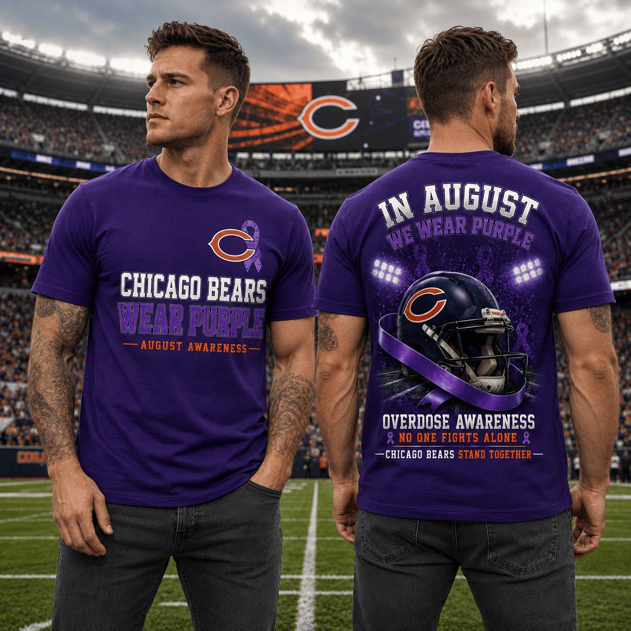 C.bears | In August We Wear Purple Overdose Awareness T Shirt Nf1