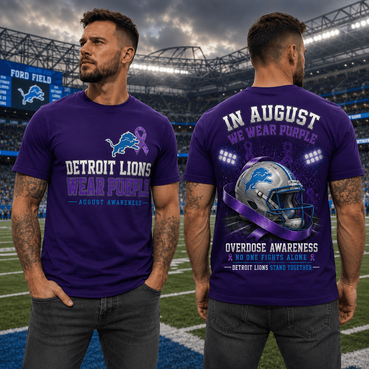 D.lions | In August We Wear Purple Overdose Awareness T Shirt Nf1