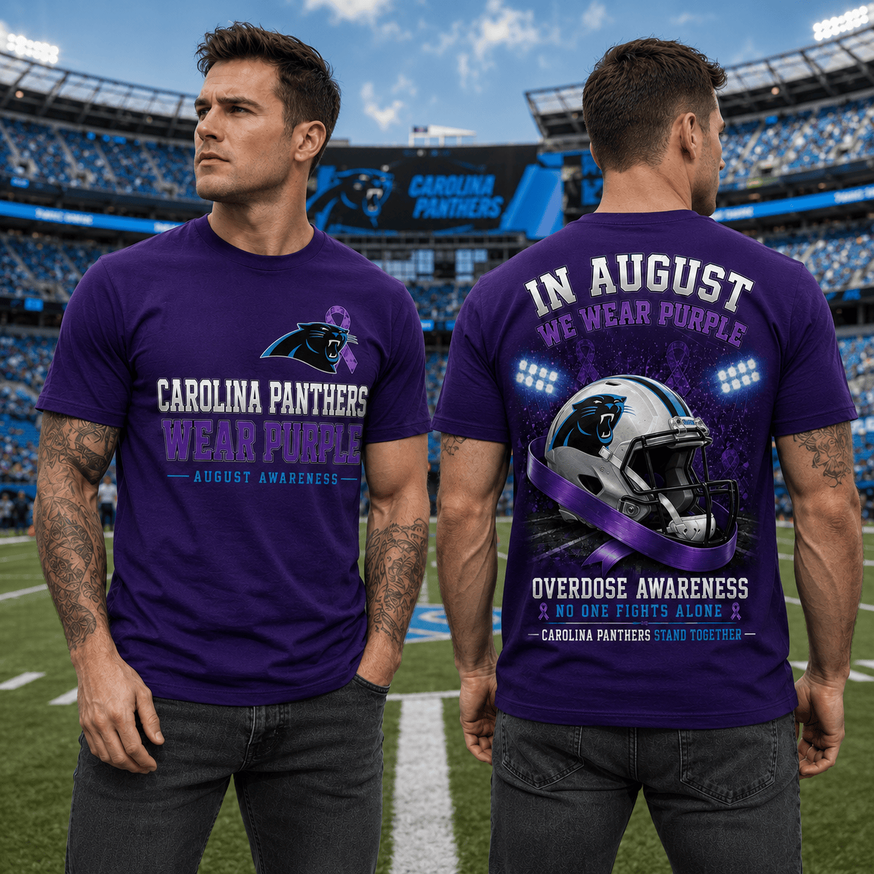 C.panthers | In August We Wear Purple Overdose Awareness T Shirt Nf1