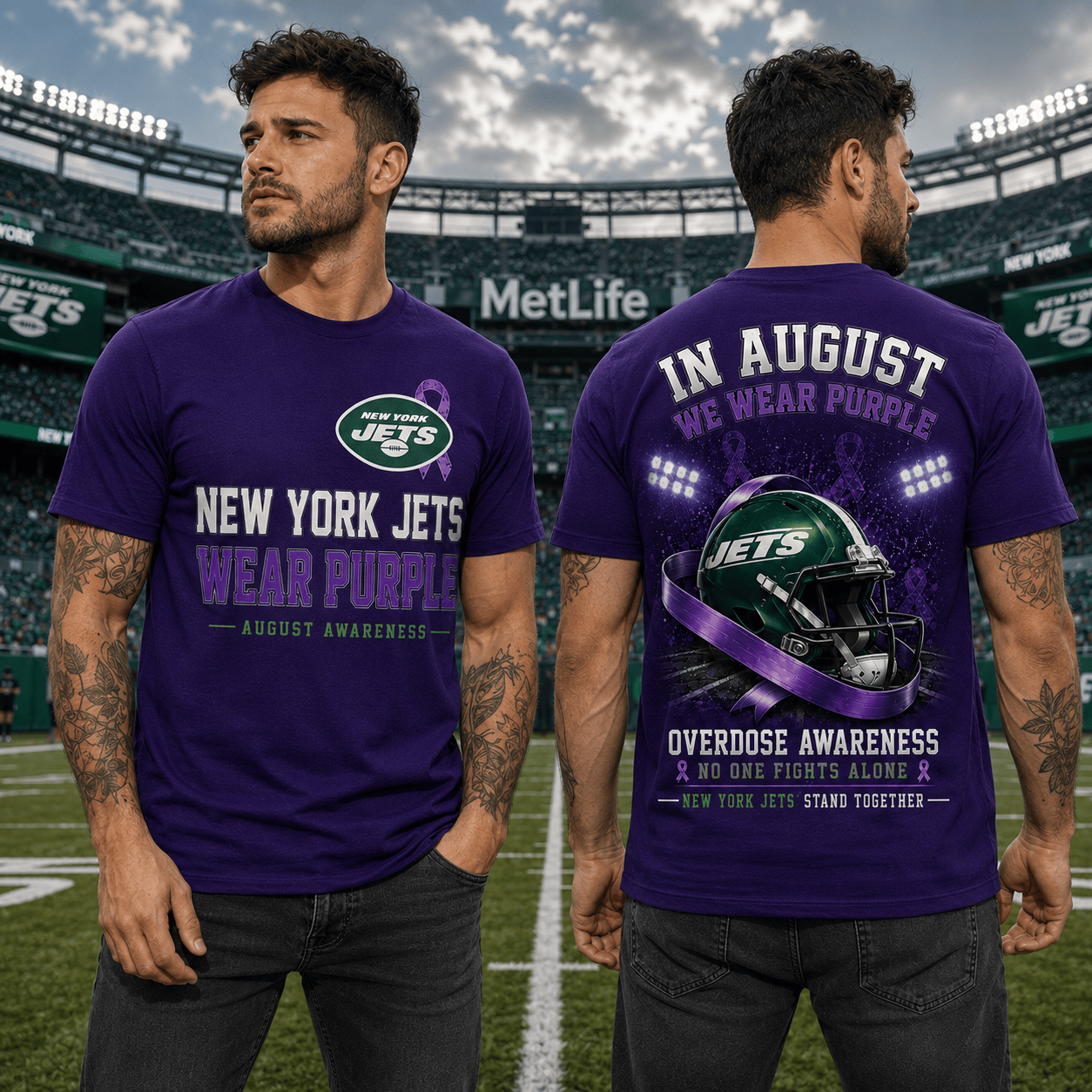 Ny.jets | In August We Wear Purple Overdose Awareness T Shirt Nf1