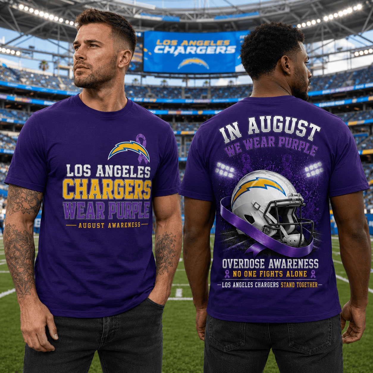 La.chargers | In August We Wear Purple Overdose Awareness T Shirt Nf1