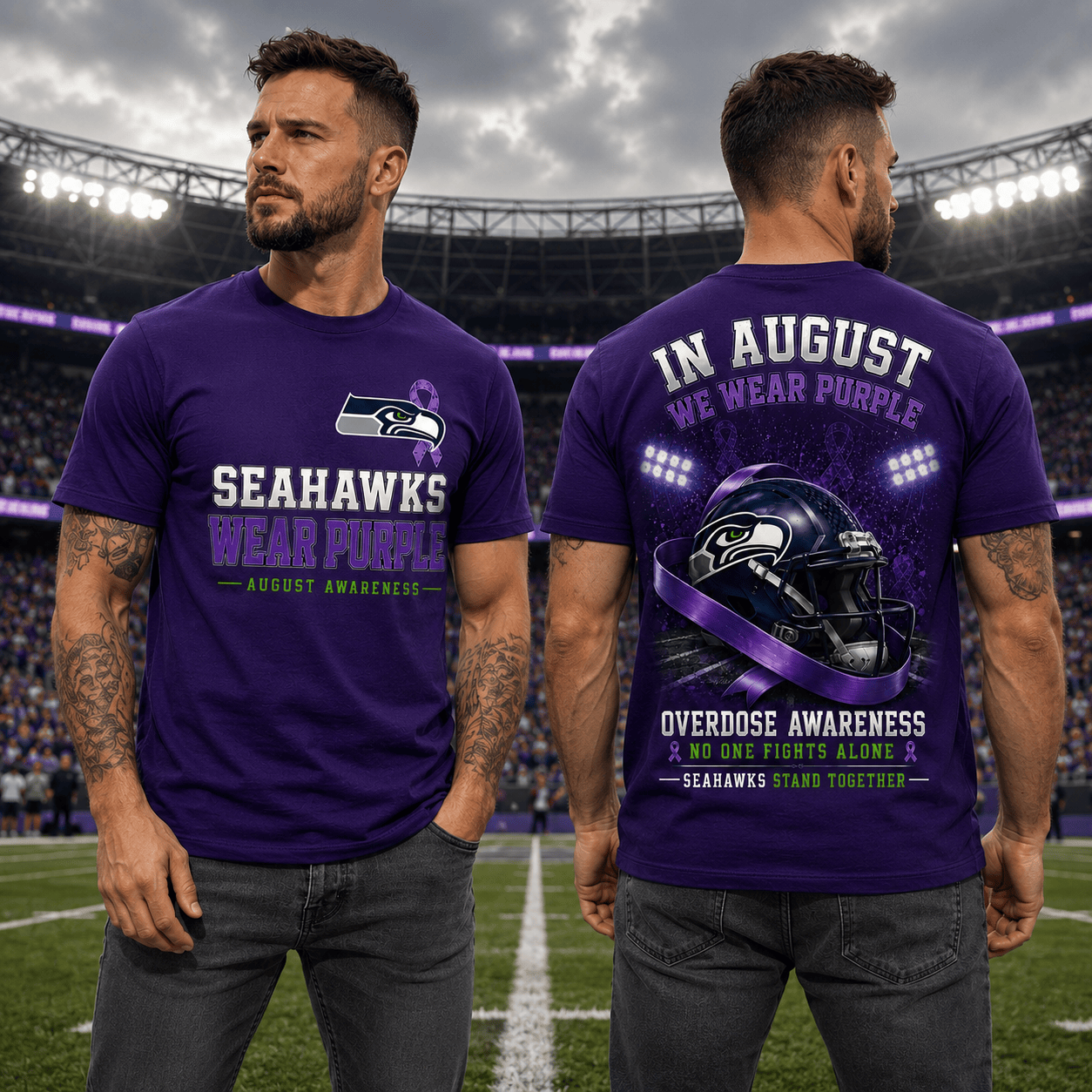 S.seahawks | In August We Wear Purple Overdose Awareness T Shirt Nf1