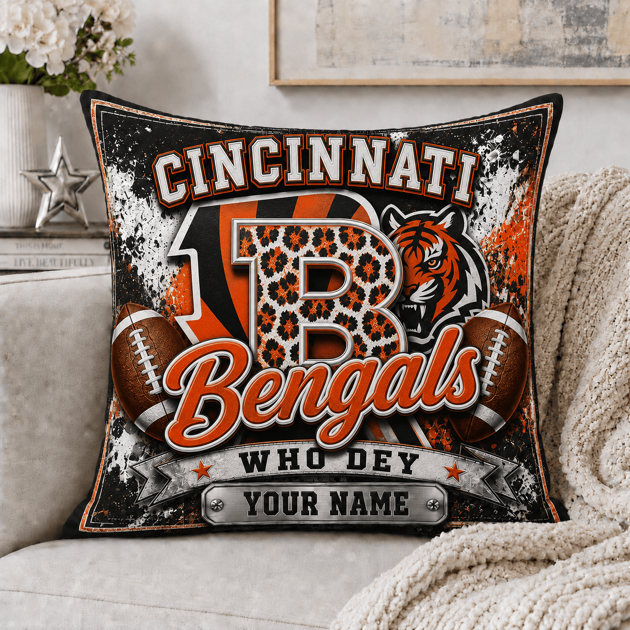 C.bengals | Custom Any Name Pillow Case Gifts For Fan - Limited Edition Nf1