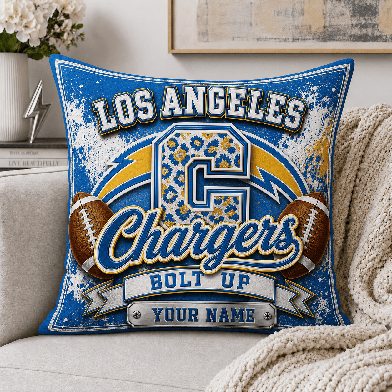 La.chargers | Custom Any Name Pillow Case Gifts For Fan - Limited Edition Nf1