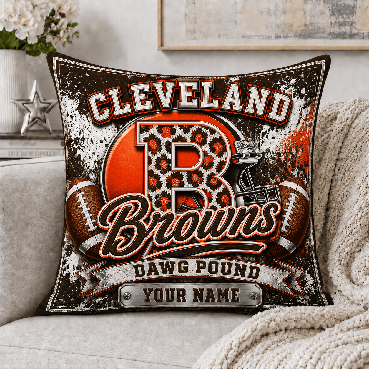 C.browns | Custom Any Name Pillow Case Gifts For Fan - Limited Edition Nf1