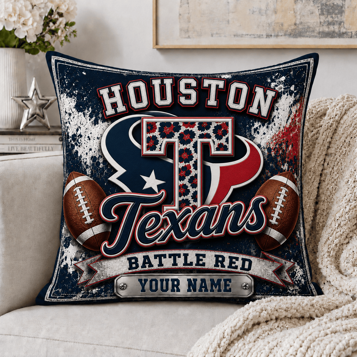 H.texans | Custom Any Name Pillow Case Gifts For Fan - Limited Edition Nf1