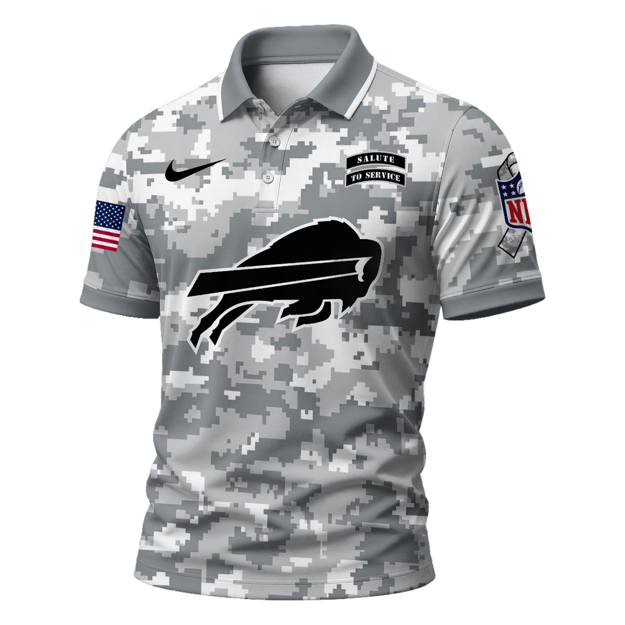 B.bills | Premium  Salute To Service Camo Polo Shirt Nf1