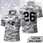 B.ravens | Premium  Salute To Service Camo Polo Shirt Nf1