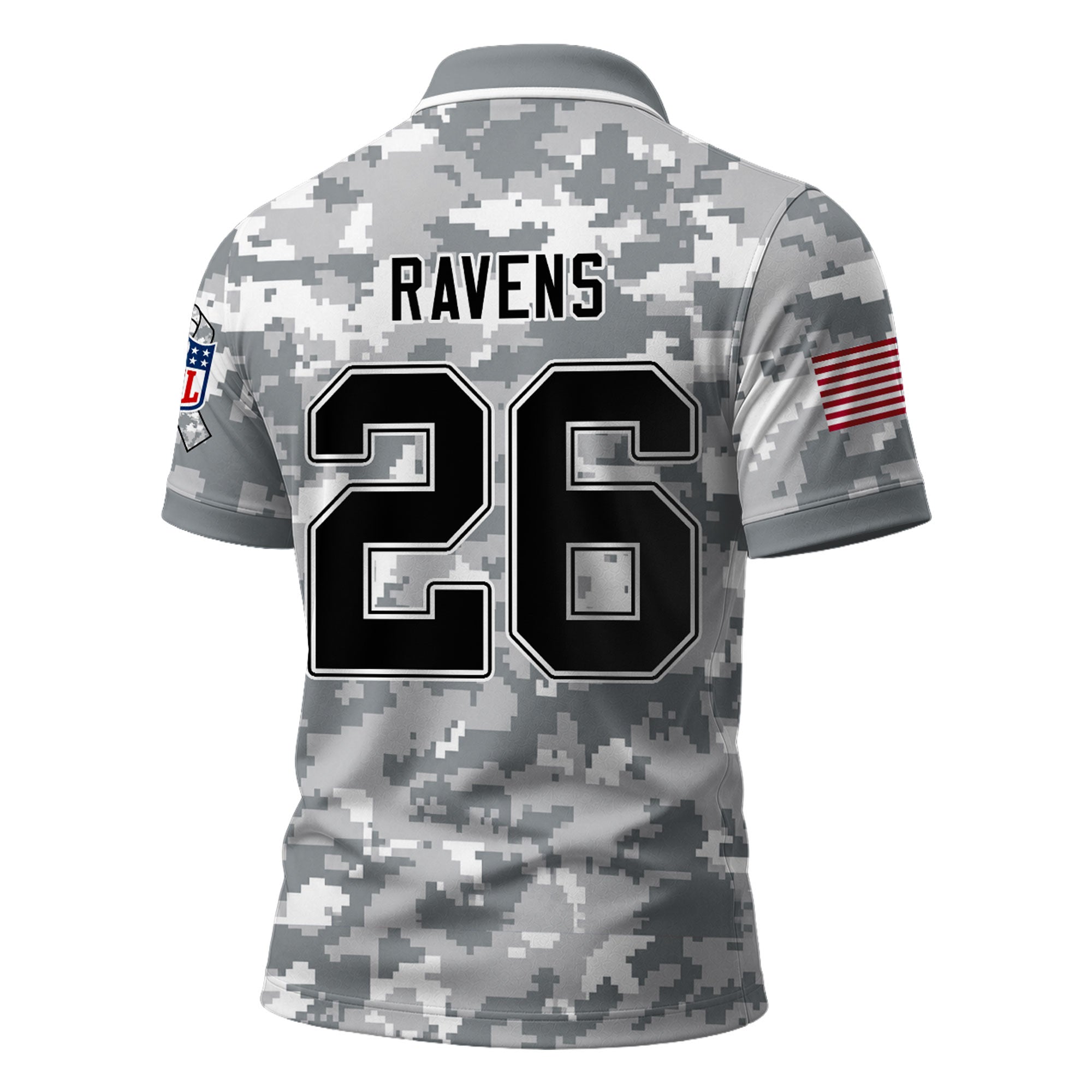 B.ravens | Premium  Salute To Service Camo Polo Shirt Nf1